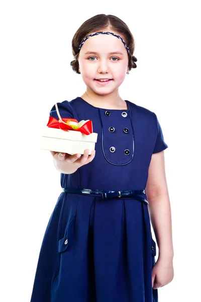 Menina com um presente — Fotografia de Stock