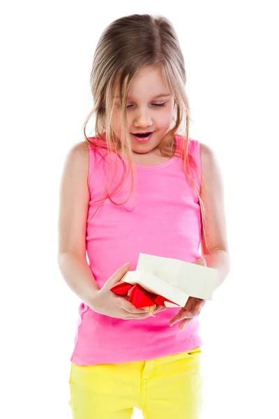 Girl with a gift — Stock Photo, Image