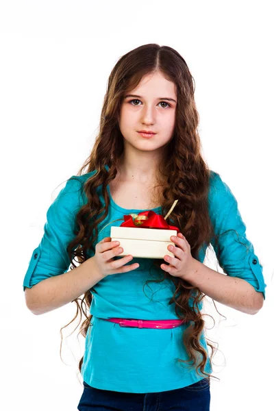 Girl with a gift — Stock Photo, Image