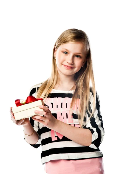 Menina com um presente — Fotografia de Stock