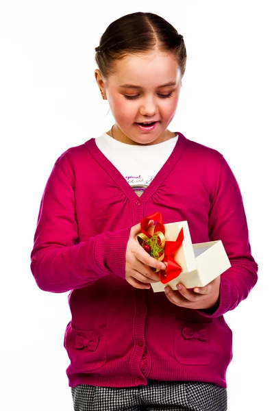 Menina com um presente — Fotografia de Stock