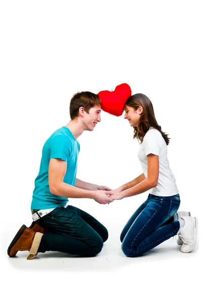 Man gives a woman the heart — Stock Photo, Image