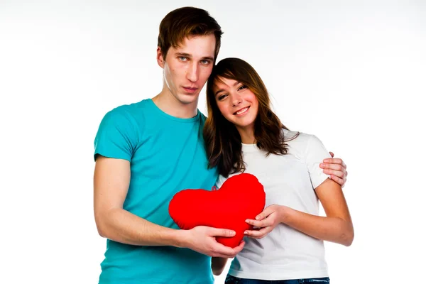 Man gives a woman the heart — Stock Photo, Image