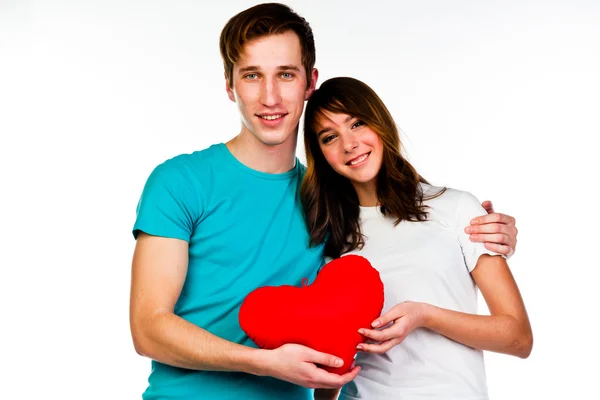 Man gives a woman the heart — Stock Photo, Image