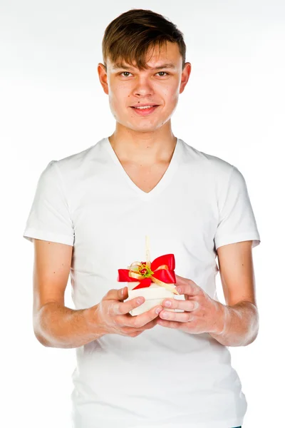 Man with a gift — Stock Photo, Image