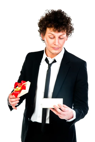 Man with a gift — Stock Photo, Image