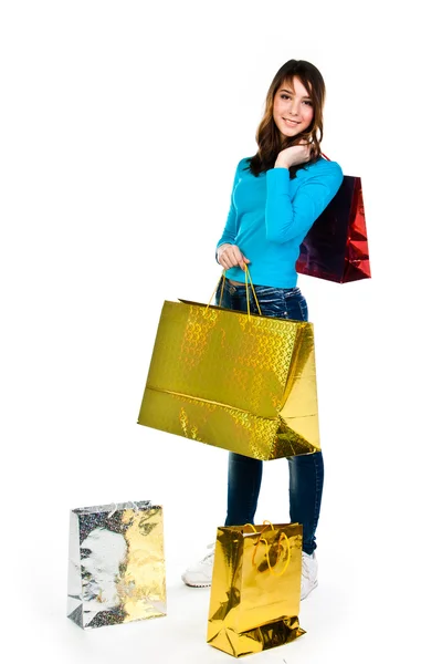 Ragazza con shopping — Foto Stock