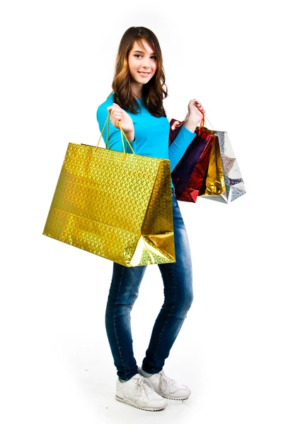 Ragazza con shopping — Foto Stock