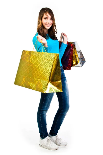 Girl with shopping — Stock Photo, Image