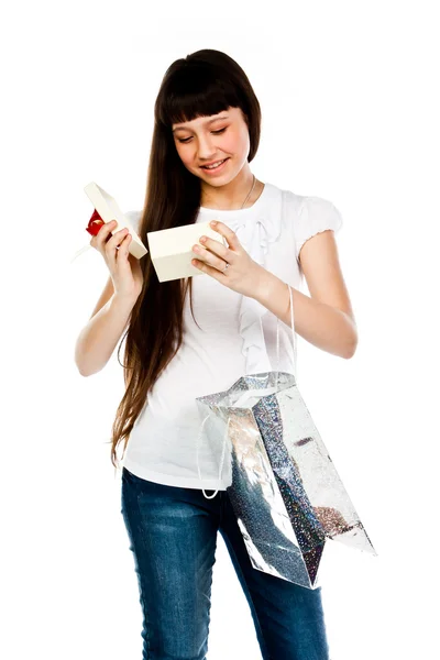 Girl with a gift — Stock Photo, Image