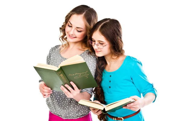 Dvě dívky číst knihy — Stock fotografie