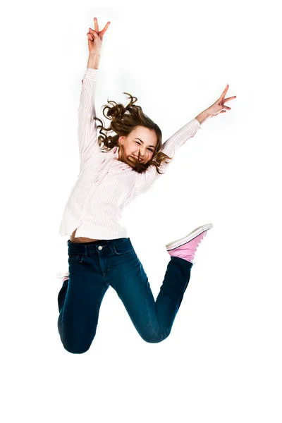 Meisje in stap-springen — Stockfoto