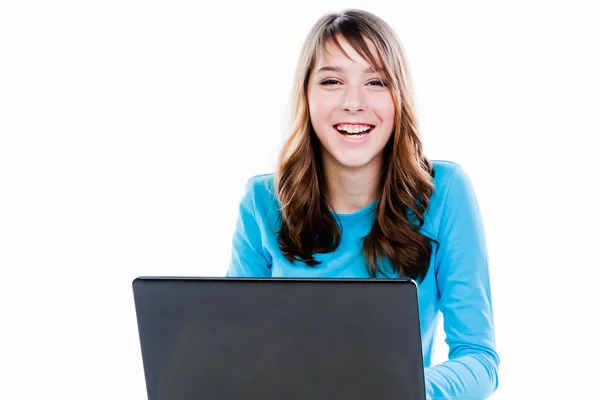 Menina com um laptop — Fotografia de Stock