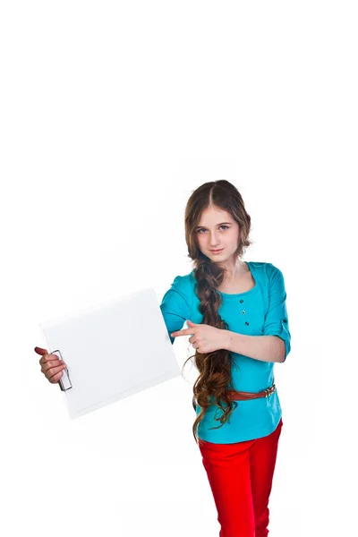 Flicka med ett vitt ark — Stockfoto