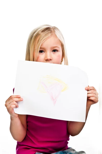 Fille avec une feuille blanche — Photo