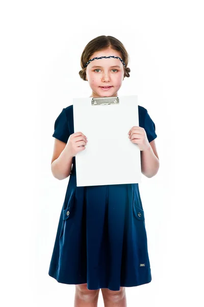 Κορίτσι με ένα λευκό φύλλο — Φωτογραφία Αρχείου