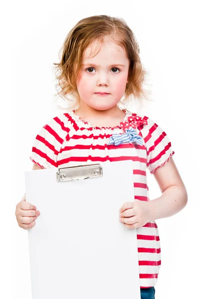 Fille avec une feuille blanche — Photo