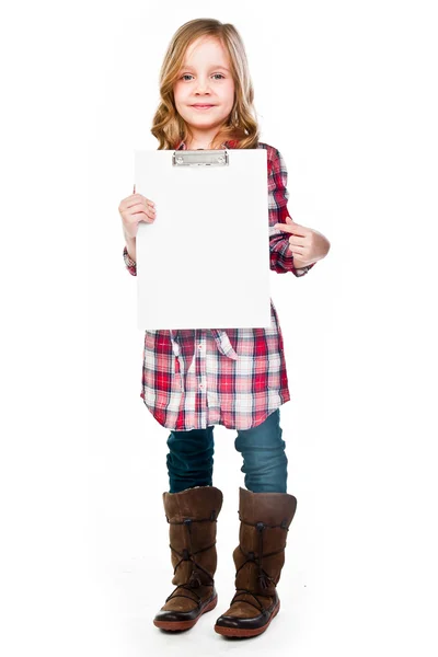 Flicka med ett vitt ark — Stockfoto