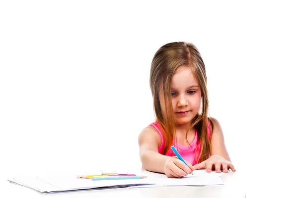 Mädchen zeichnet — Stockfoto