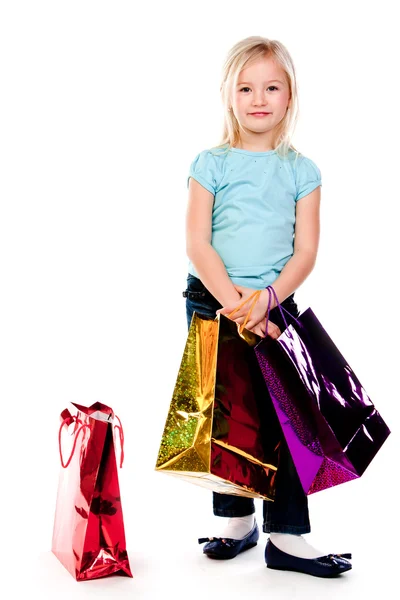 Ragazza con shopping — Foto Stock