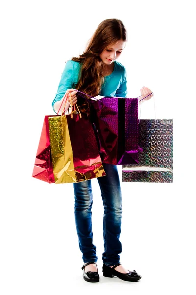 Ragazza con shopping — Foto Stock