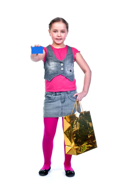 Девушка с покупками — стоковое фото