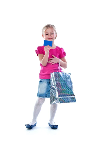 Dívka s nákupem — Stock fotografie