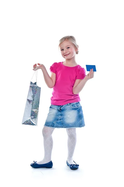 Chica con compras — Foto de Stock