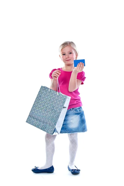 Menina com compras — Fotografia de Stock