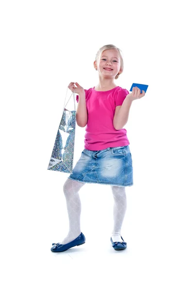 Flicka med shopping — Stockfoto