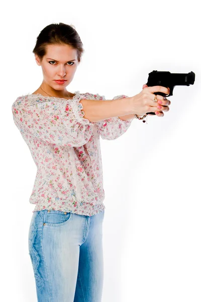 Женщина с пистолетом — стоковое фото