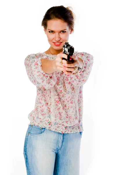 Silahı olan kadın — Stok fotoğraf