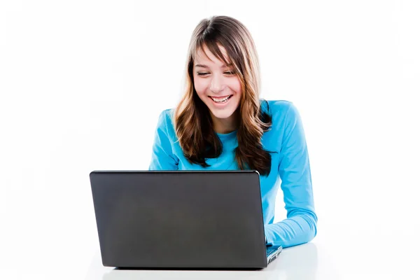 Girl with a laptop Stock Picture