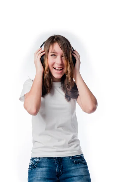 Dívka poslouchající hudbu — Stock fotografie