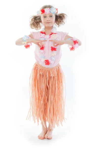 Kind in hawaiian jurk — Stockfoto