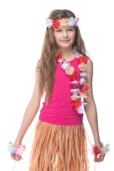 Criança em vestido havaiano — Fotografia de Stock