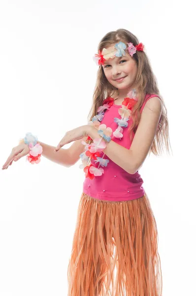 Criança em vestido havaiano — Fotografia de Stock