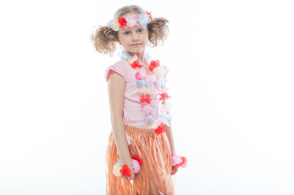 child in Hawaiian dress