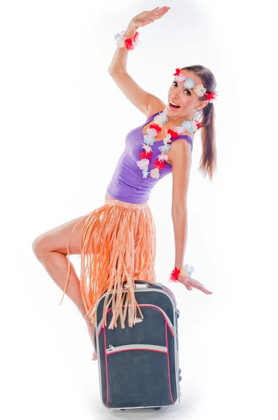 Mulher havaiana em um vestido — Fotografia de Stock