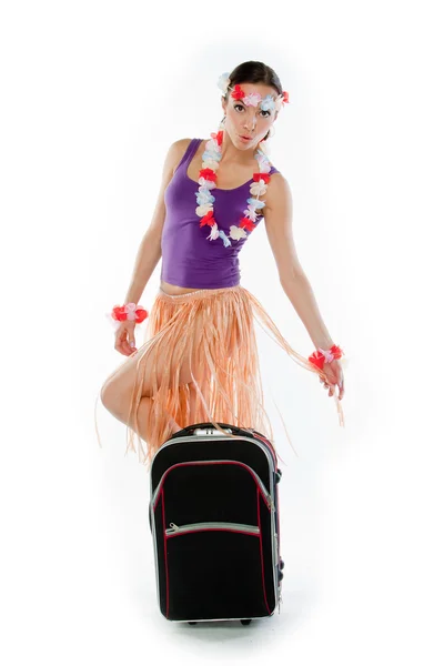 ドレスを着たハワイアン女性 — ストック写真