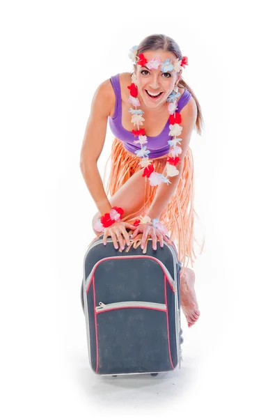Havajské žena v šatech — Stock fotografie