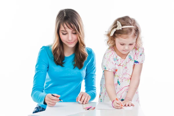 Two girls draw — Stock Photo, Image