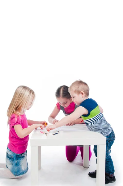 Children drawing with pencils — Stock Photo, Image