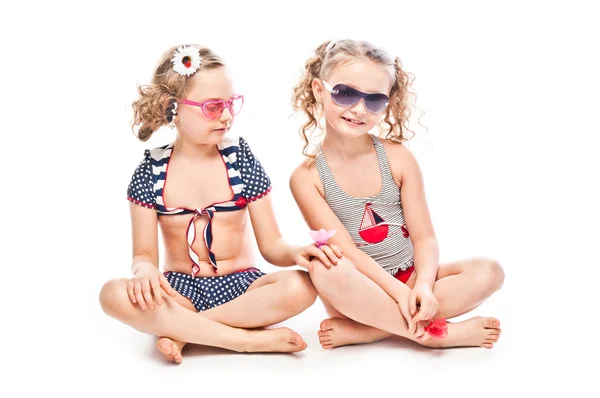 Two girls in bathing suits — Stock Photo, Image