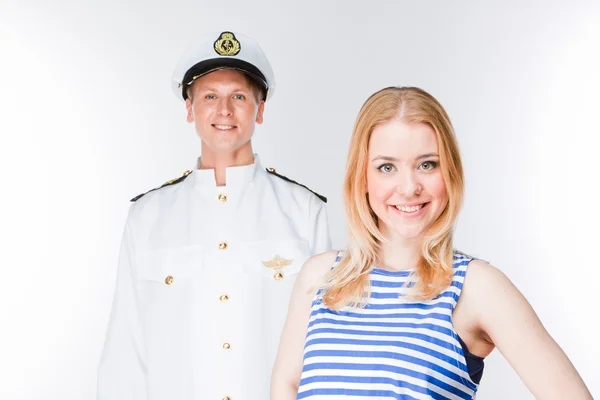 The captain and the woman — Stock Photo, Image