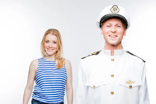 The captain and the woman — Stock Photo, Image