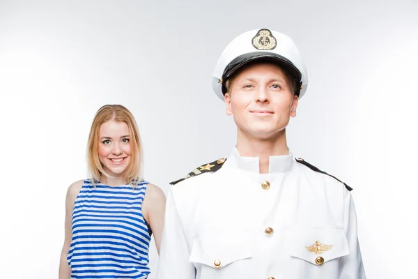 Kaptenen och kvinnan — Stockfoto