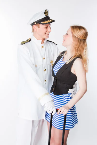 The captain and the woman — Stock Photo, Image