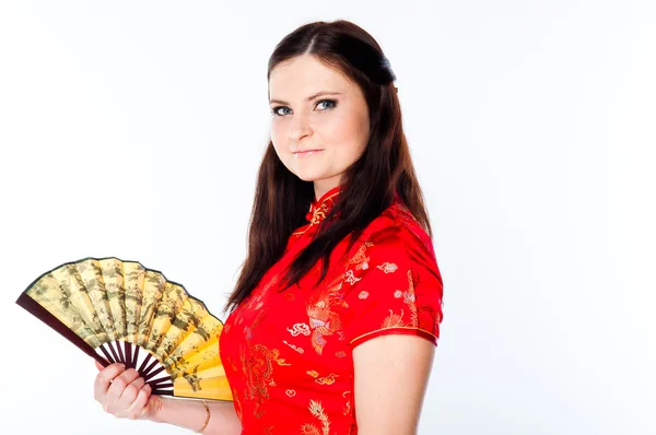 Mujer en un vestido rojo chino —  Fotos de Stock