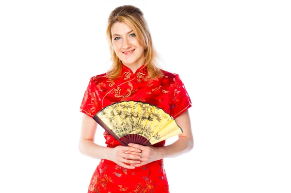 Mujer en un vestido rojo chino —  Fotos de Stock